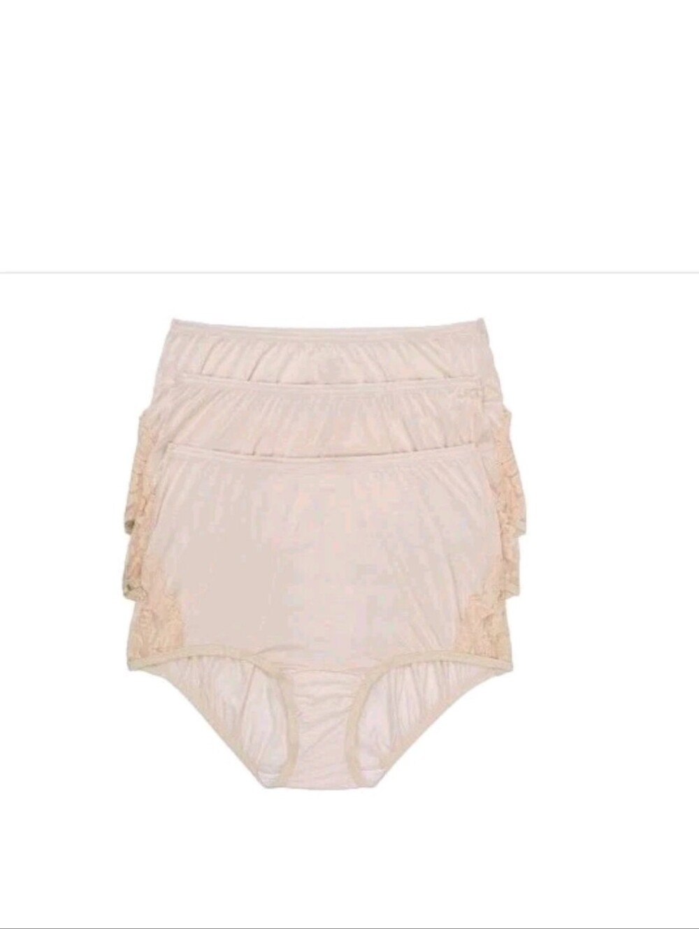 Vanity Fair Perfectly Yours Nylon Briefs Panties3 Pack sz 3XL Fawn Lace Trim #A3
